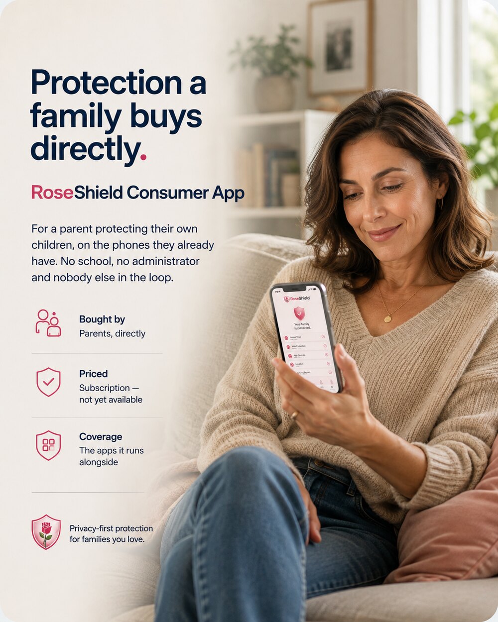 RoseShield Consumer App — protection a family buys directly